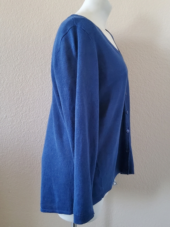 Eileen Fisher 100% Organic Linen Cardigan Sweater Top Blue Size 1X EUC​ - Picture 3 of 7
